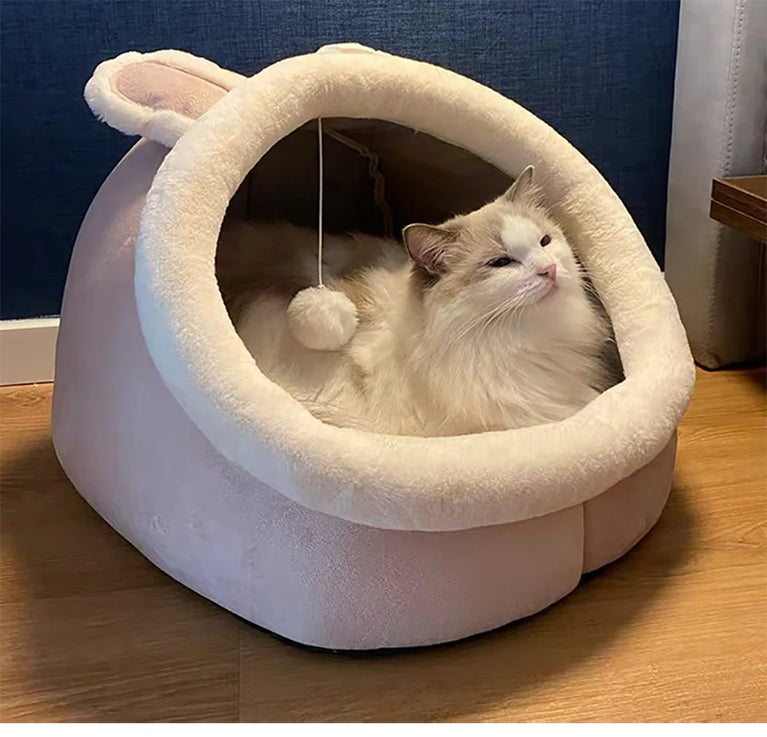 Deep Sleep Cat Cartoon Bed Cotton Cave Soft Foldable Washable Pet Bed House