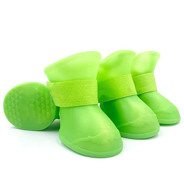 4-Piece Waterproof Pet Rain Boots | Anti-Slip Rubber Shoes