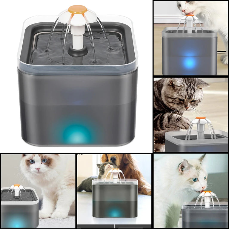 2L Cat Water Fountain LED Filter Pet Drinking Dispenser Bowl