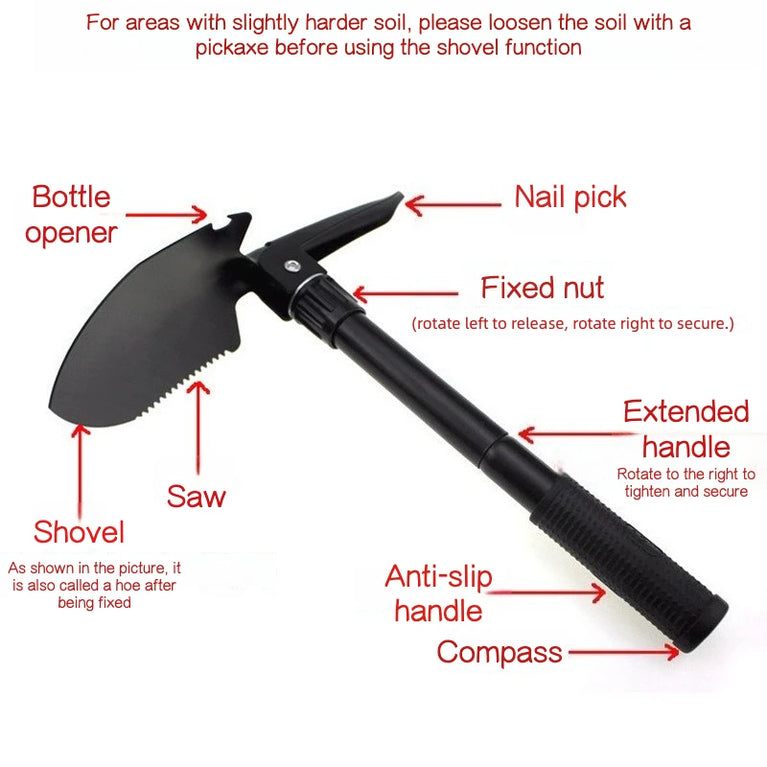 Multifunctional Folding Shovel for Camping Garden and Outdoor Use