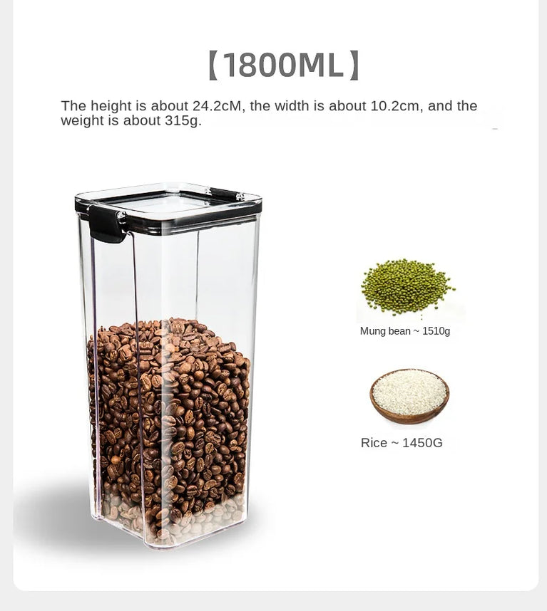 Plastic Food Containers with Lids Large Capacity Airtight Storage Jars