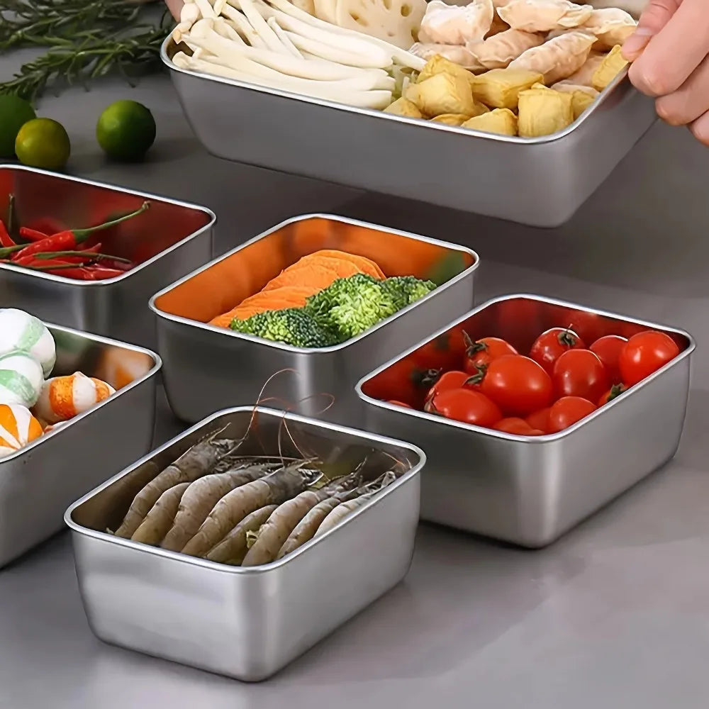 6-Piece Stainless Steel Food Containers with Lids Stackable Set