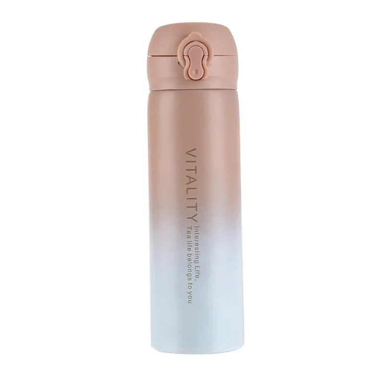 500ml Gradient Stainless Steel Insulated Water Bottle Flip Lid