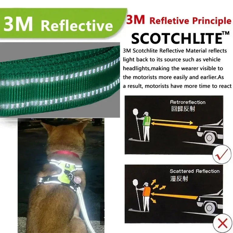 Reflective Adjustable Dog Harness Breathable No Pull Vest ChestStrap