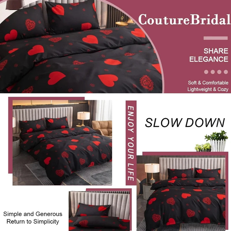 3-Piece Printed Brushed Duvet Cover Set | Soft & Breathable Bedding Collection
