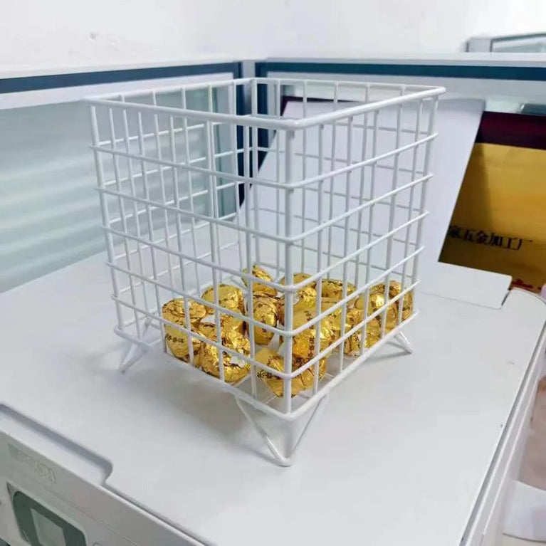 Metal Square Desktop Basket | Creative Iron Stationery & Makeup Organiser
