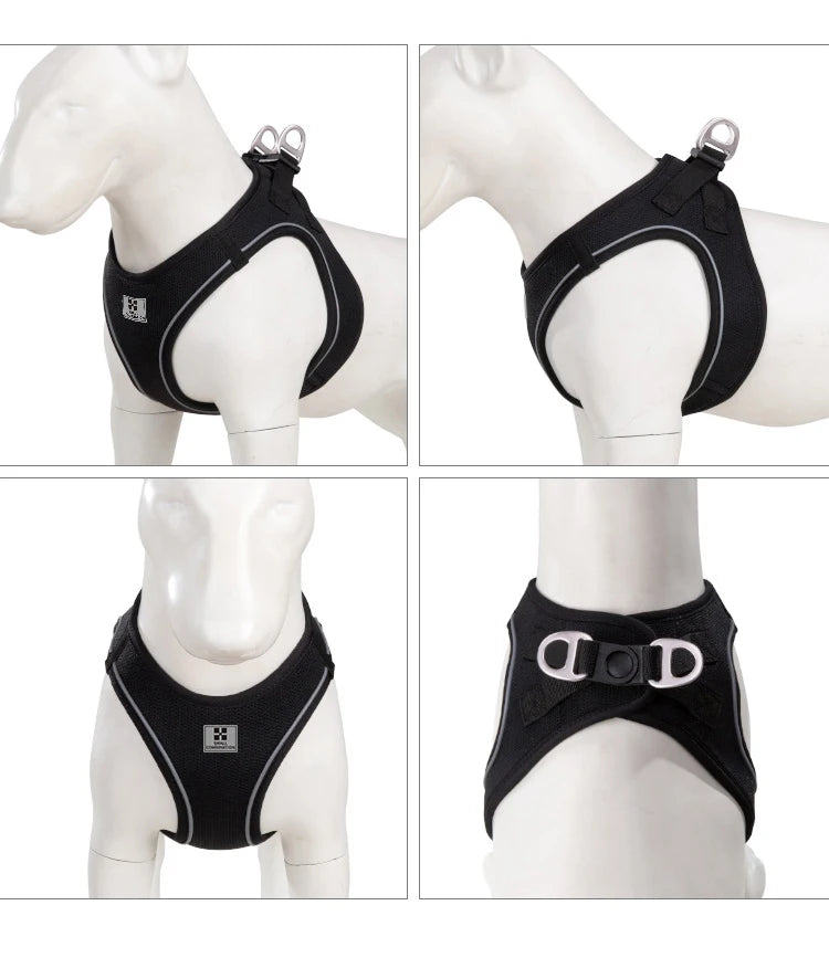 Adjustable Reflective Dog Harness Leash Set Step-In Soft Air Mesh Vest