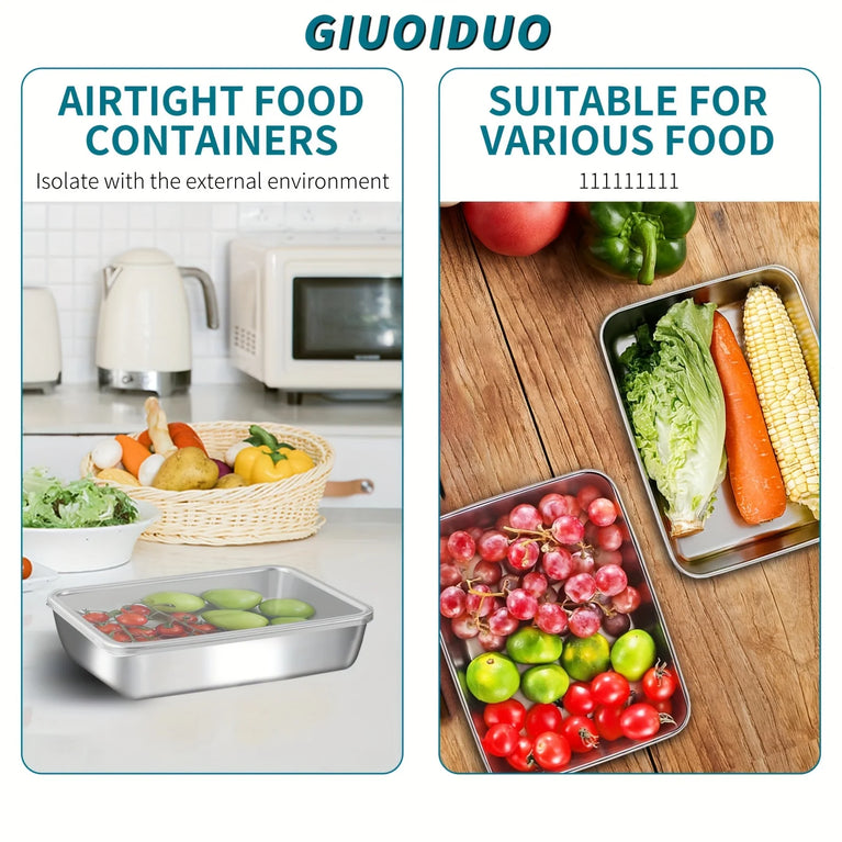 3pcs Stainless Steel Food Containers Stackable Leakproof Lunch Box Set with Clear Lids