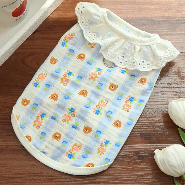 Large Dog Cotton Cooling Vest | Cute Cartoon Summer Shirt