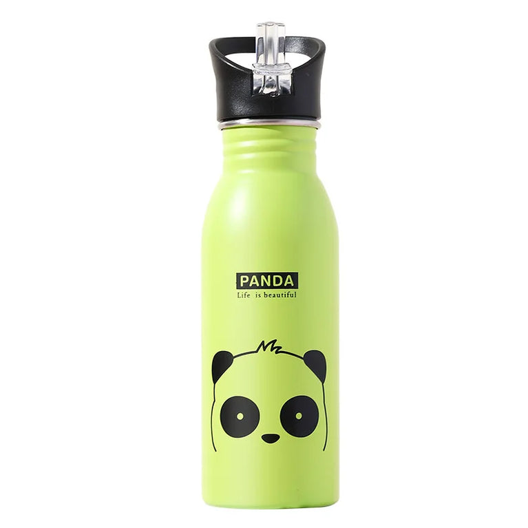 Kids Stainless Steel Straw Water Bottle Cartoon Portable Bottle
