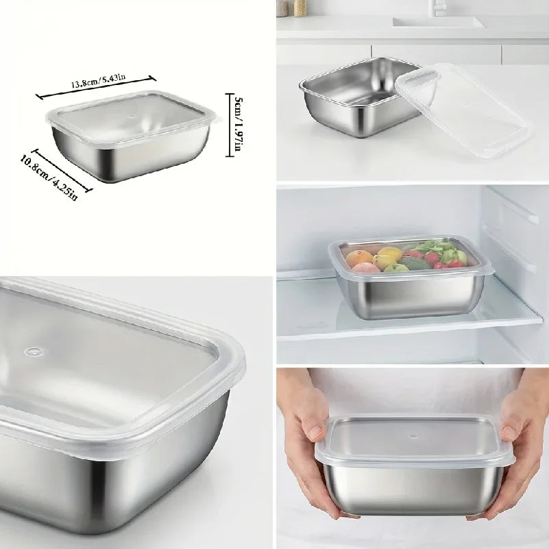5PCS Stainless Steel Food Storage Containers Stackable Meal Prep Set