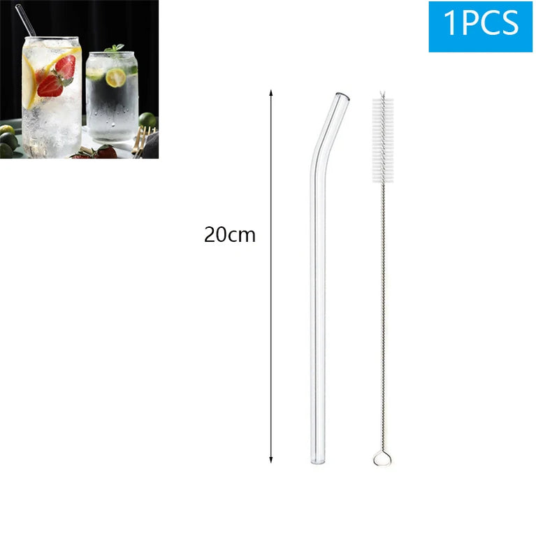 Glass Straws Eco Friendly Reusable Drinking Straw Set with Brushes Bar Accessories
