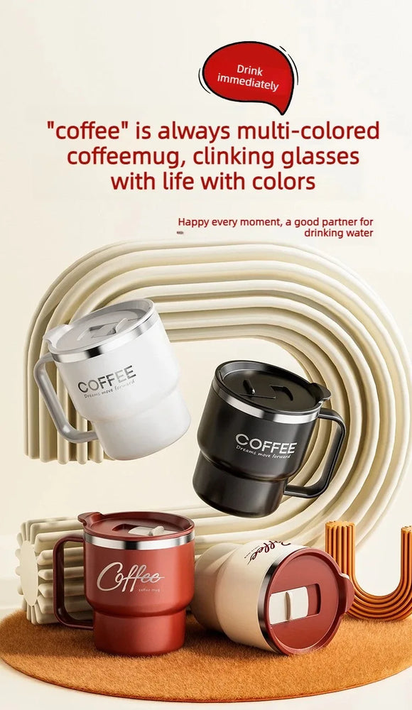 304 Stainless Steel Double Wall Coffee Mug with Handle Leakproof Cup
