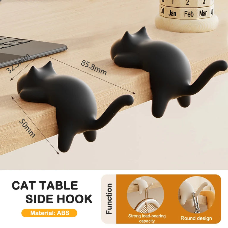 Cute Cat Bag Hook Portable Table Hanger Desk Organiser Holder Stand
