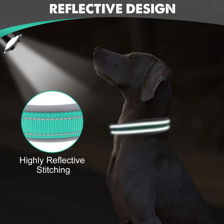 Padded Dog Collars Reflective Adjustable Heavy Duty Nylon Wide