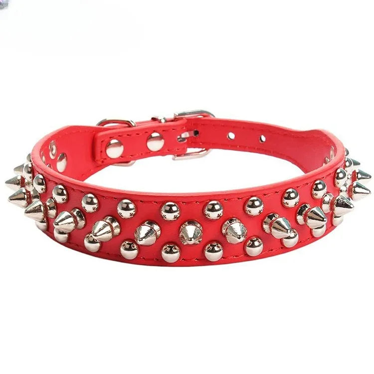 Adjustable Leather Dog Collar Punk Rivet Spiked Neck Strap