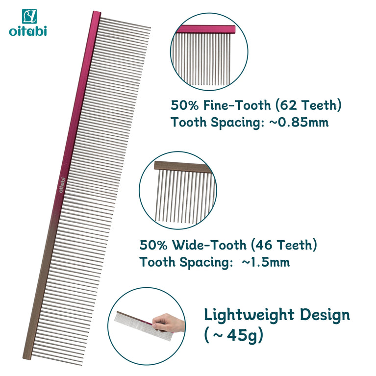 24.5cm Professional Extra Long Pet Grooming Comb Detangling Tool