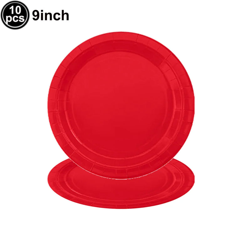 Solid Red and Dark Blue Theme Birthday Party Disposable Tableware Set