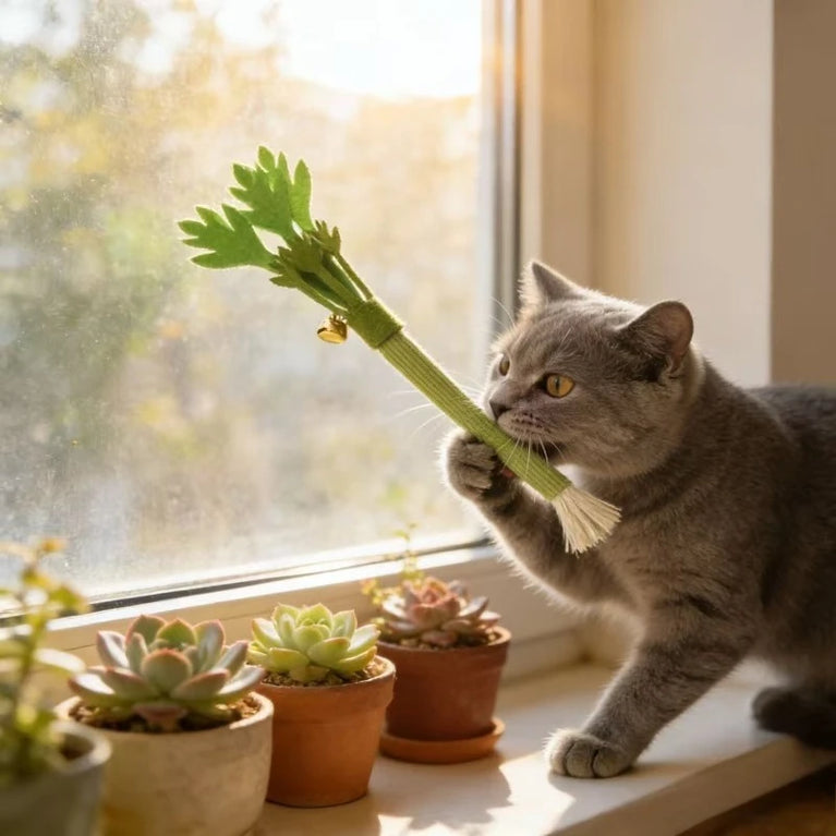 Cat Chew Toys Catnip Teeth Cleaning Interactive Self Playing Molar Stick Cat Toy