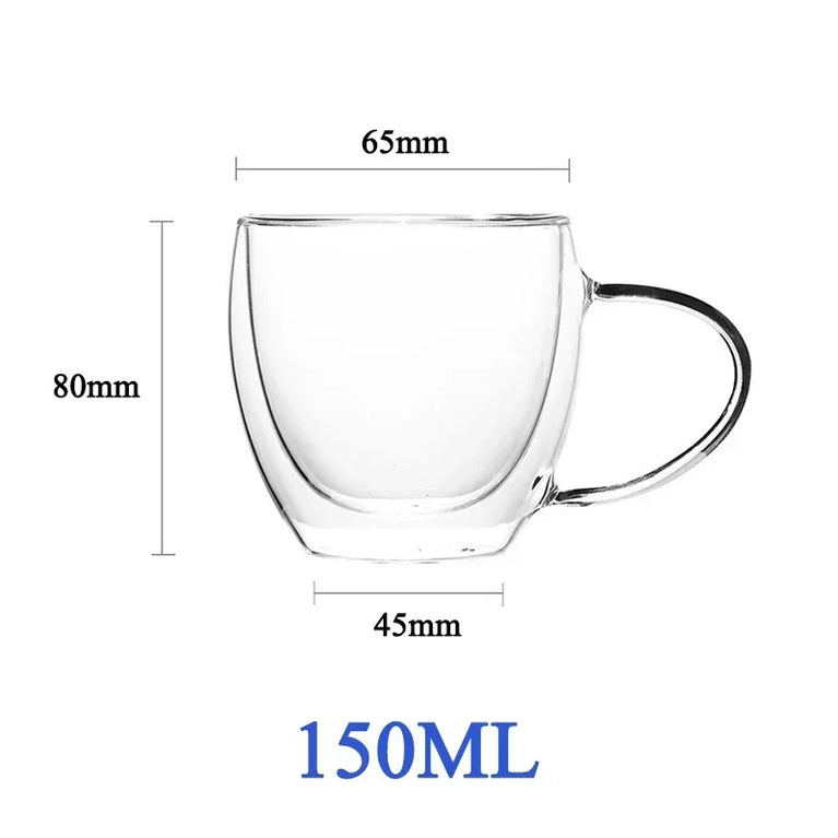 Double-Wall Borosilicate Glass Cup | Heat-Resistant Insulated Drinkware
