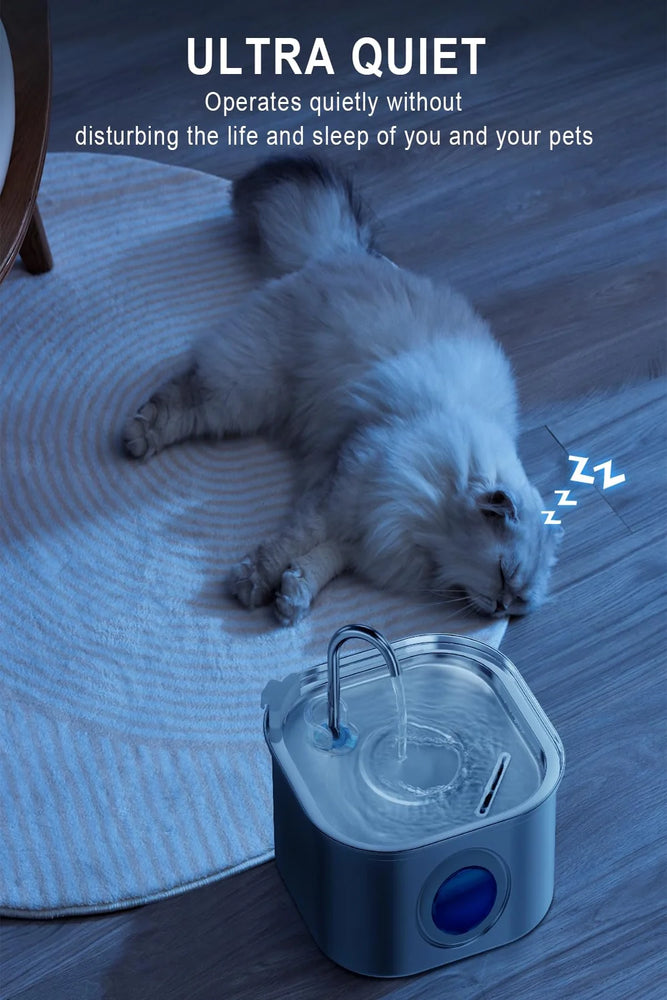3.2L Stainless Steel Pet Water Feeder Auto Cat Fountain Smart Dog Water Dispenser Visual Window Bowl
