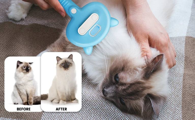 3-in-1 Cat Steam Brush Silicone Grooming Shedding Tool with Spray Function