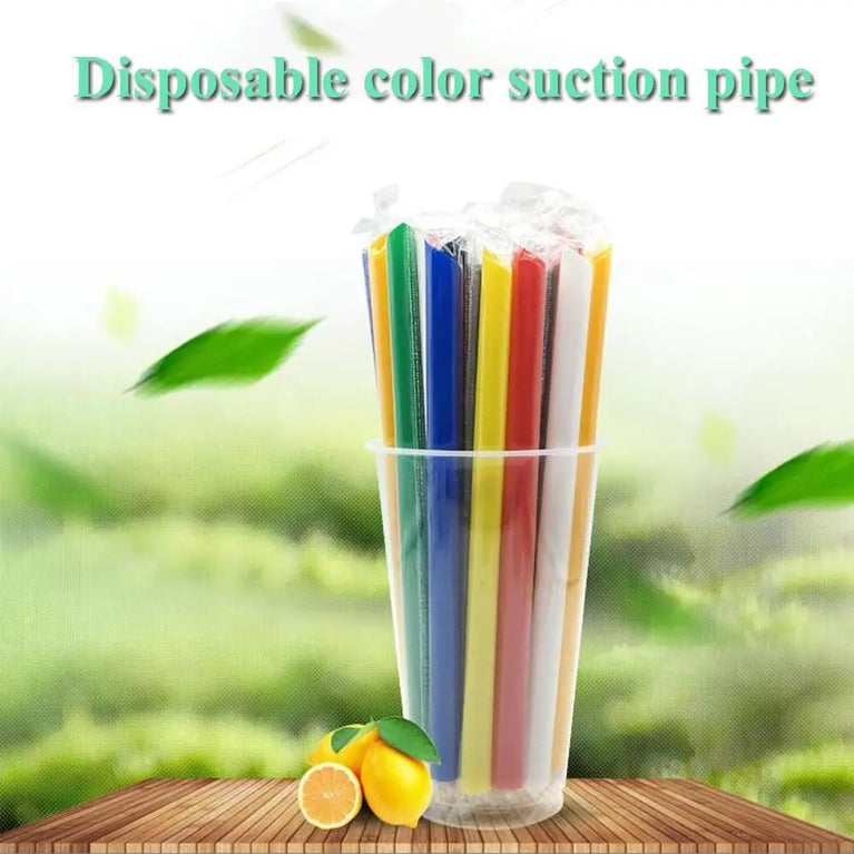 50PCS Jumbo Colored Bubble Tea Straws 19cm Disposable Use