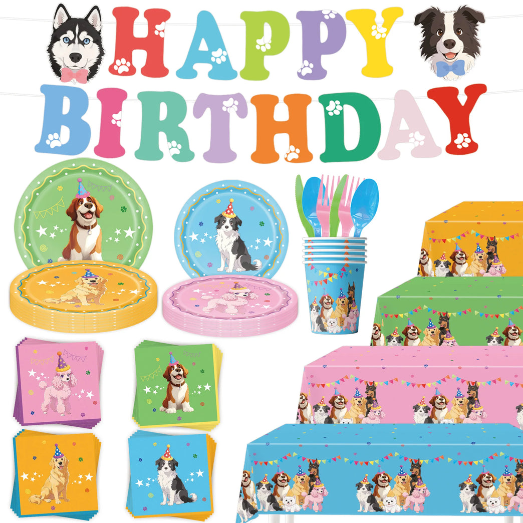 Dog Theme Birthday Party Disposable Tableware Set -Pet Celebration Decor