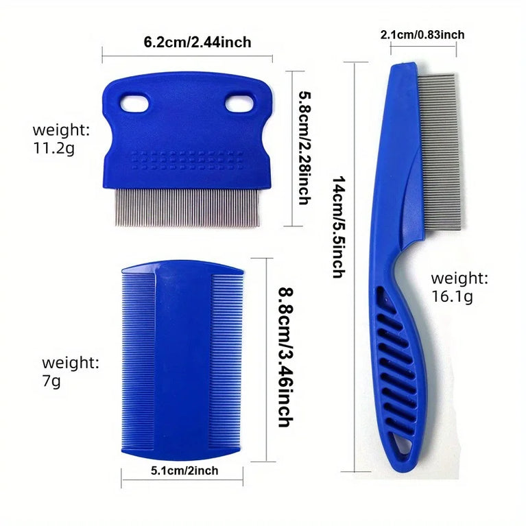 6PCS Flea Metal Lice Cat Dog Deshedding Grooming Comb Kit Tool Set