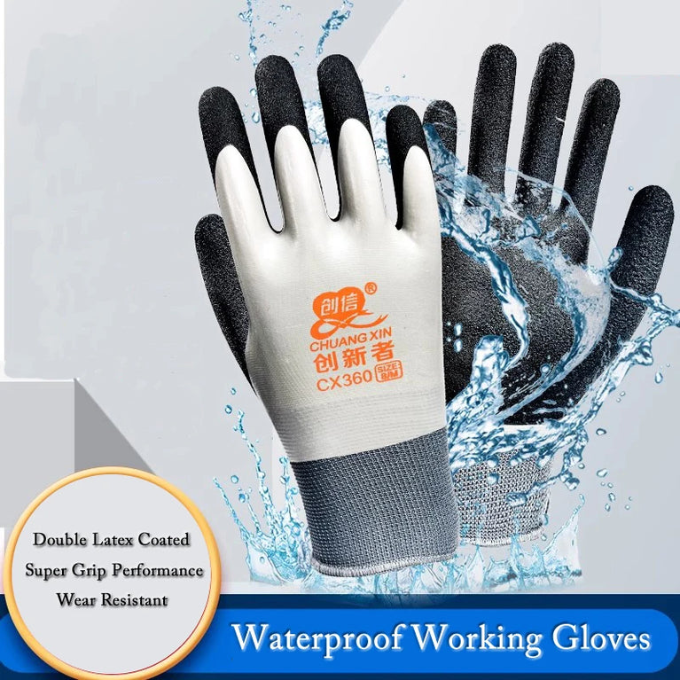 Super Grip Rubber Coated Waterproof Gardening Gloves Anti Slip Work