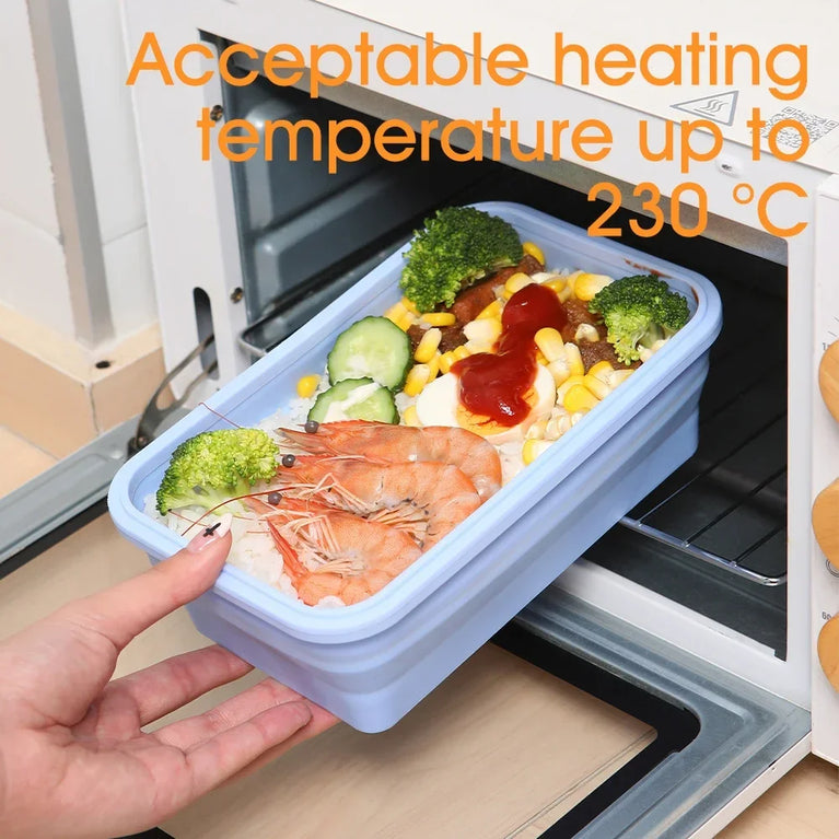 4PS Collapsible Silicone Food Storage Containers with Lids Vent Kitchen Meal Prep Set