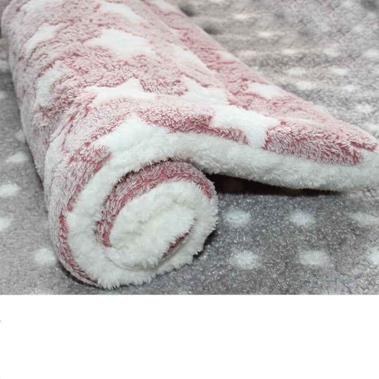 Thicken Coral Fleece Dog Bed Mat | Soft Flannel Sleeping Rug