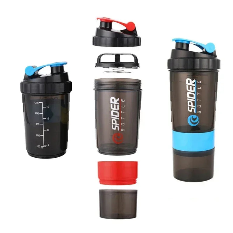 550ML 3 Layer Shaker Protein Mixing Waterbottle Fitness Gym Sports Cup