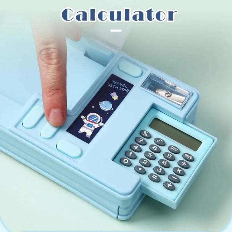 Multifunctional Pencil Case | Integrated Calculator & Sharpener Stationery Box