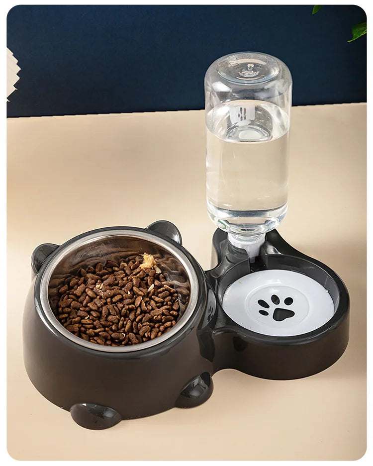 Double Raised Anti-Slip Cat Dog Bowl with Water Feeder System