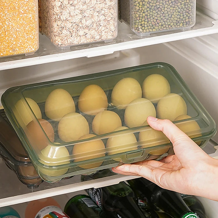 10/15 Grids Transparent Plastic Egg Storage Box Refrigerator Organizer Container