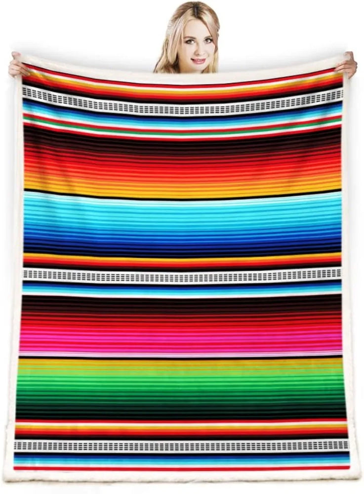 Striped Blanket | Colorful Plush Throw for Home & Travel