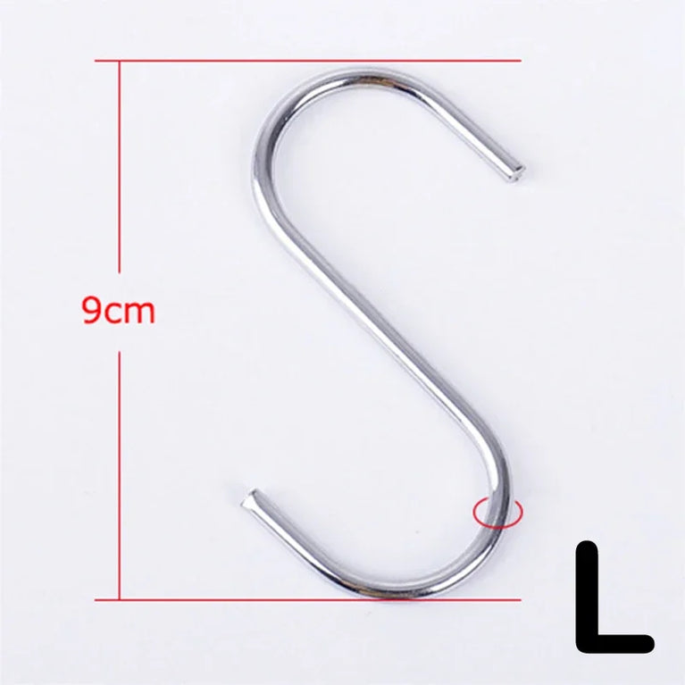 Stainless Steel S Hooks with Sharp Tip Utensil Meat Clothes Hanger Hanging Hooks for Butcher Shop Kitchen Baking Tools