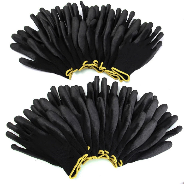 Polyester Nylon PU Coated Safety Gardening Gloves Non Slip ESD Protection