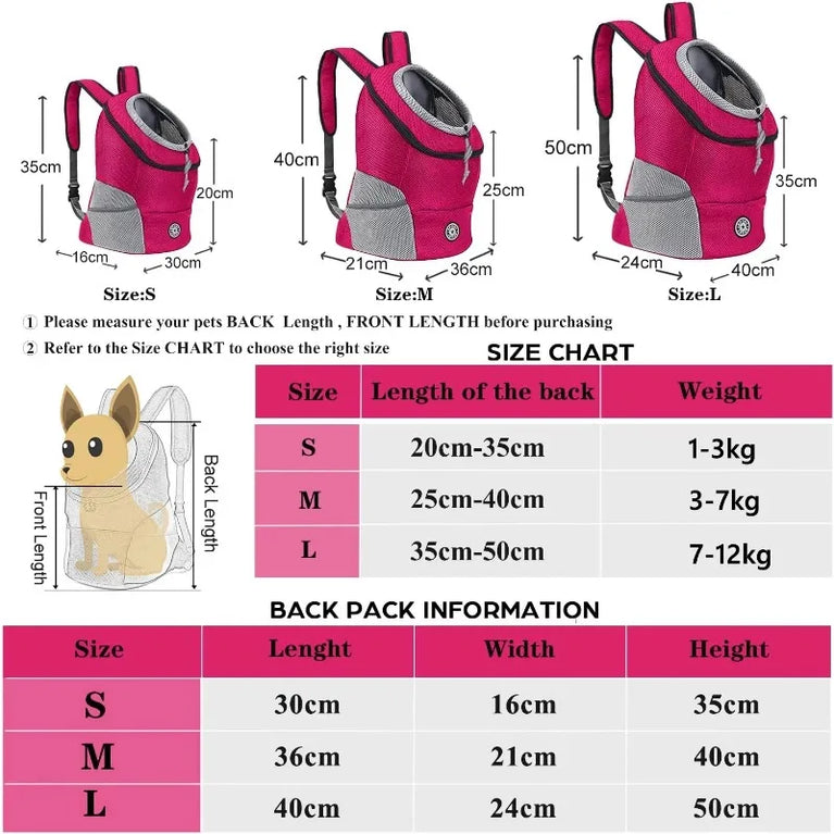 New Dog Pet Backpack Carrier Travel Bag Front Pack Breathable Adjustable Safety Outdoor