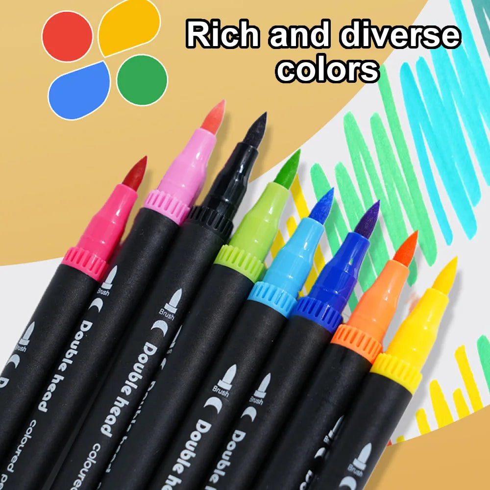 Double-Head Art Markers | Professional Drawing Brush Pen Set