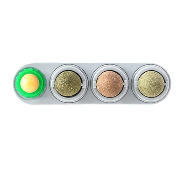 4 in 1 Rotating Catnip Silver Vine Ball Wall Stick Toy Kit