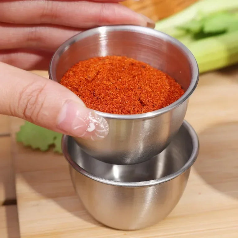 304 Stainless Steel Sauce Cup with Lid Reusable Dipping Container 75ML Portable Salad Dressing Jar Kitchen Tool