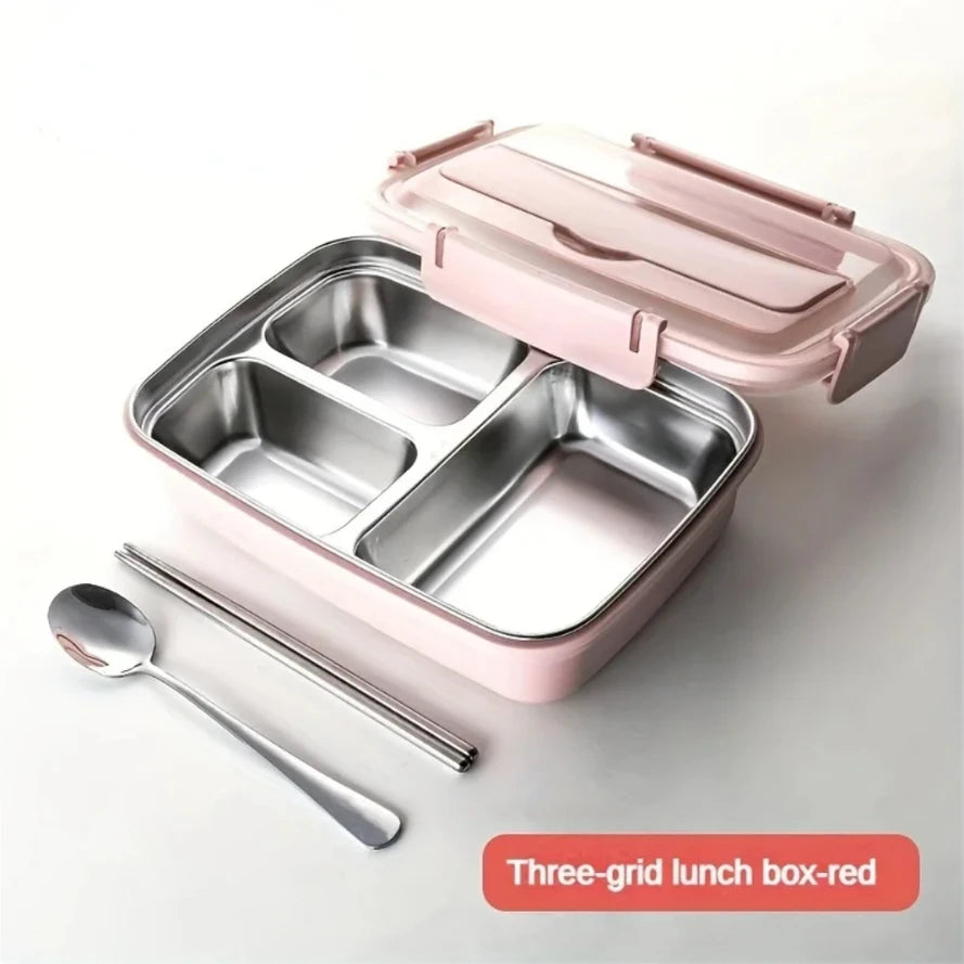 Leak Proof Stainless Steel Lunch Box 3/4 Compartment Bento Container
