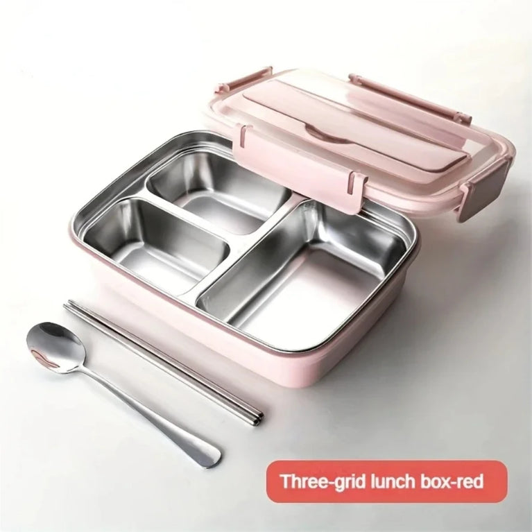 Leak Proof Stainless Steel Lunch Box 3/4 Compartment Bento Container