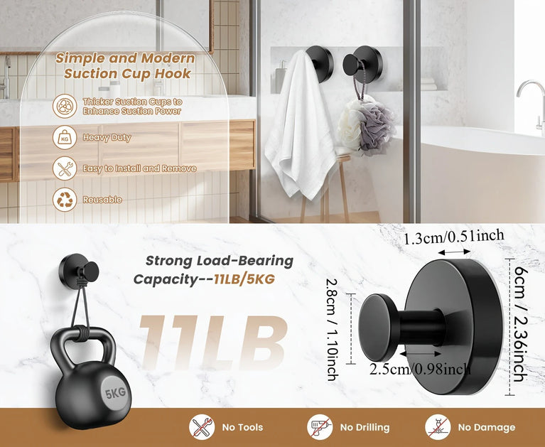Vacuum Suction Cup Hooks Punch Free Bath Sucker Hook Wall Hook Hanger Glass Kitchen Bathroom Hooks for Towel Handbag