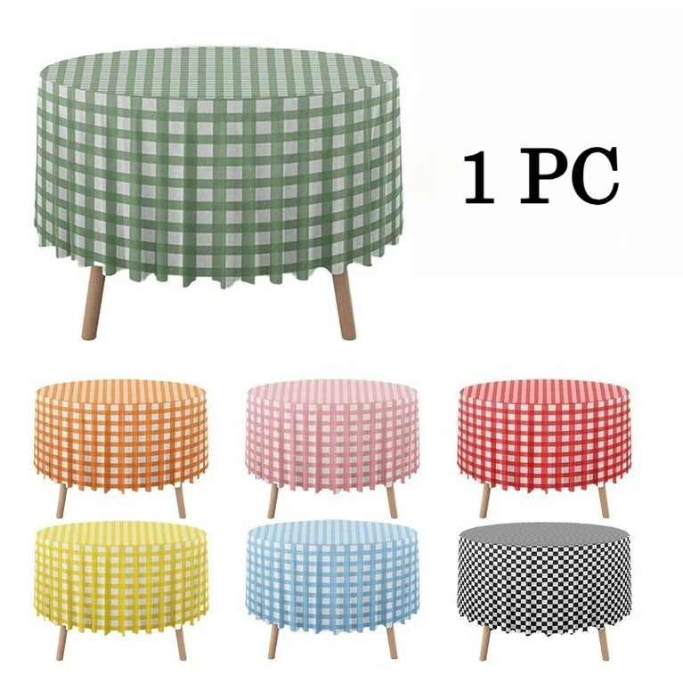 1Pc Disposable Round Table Cloth 84 Inch Plastic Tablecloth Wedding Birthday Party Decor