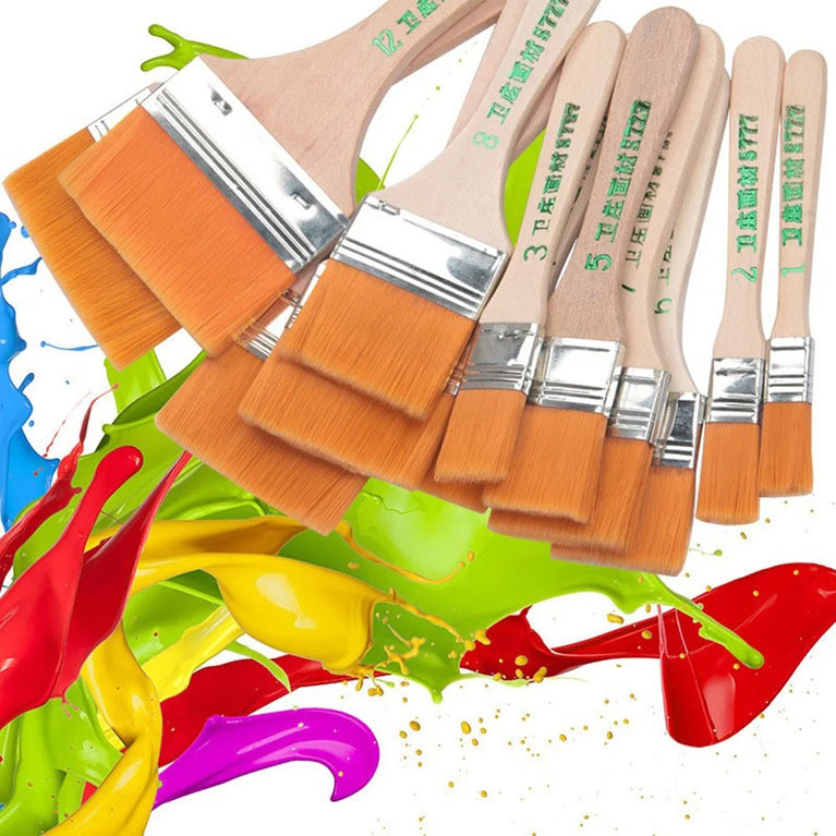 12-Piece Wooden Handle Memory Nylon Paint Brush Set