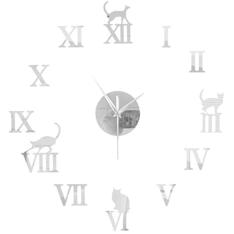 3D DIY Large Wall Clock | Modern Acrylic Mirror Surface Home Décor