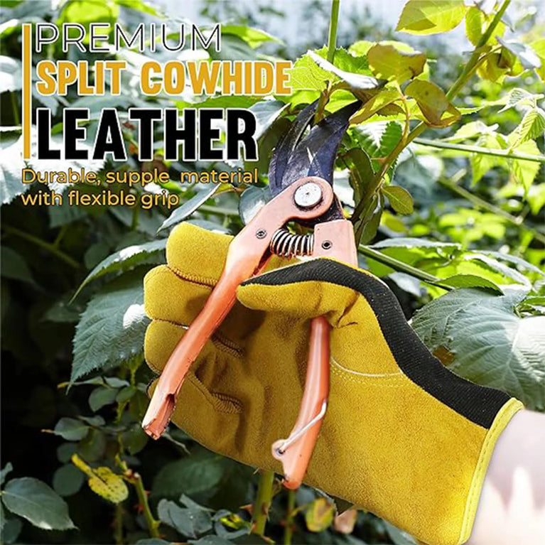 Leather Gardening Gloves Heavy Duty Breathable Work Protection